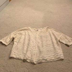 Free People size Small lace 3/4 sleeve top in Cream colorway